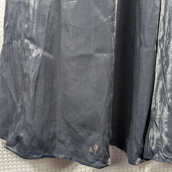 Simco Formalwear 4 Black Metallic Maxi Skirt Satin Shiny Evening Party Y2K - Picture 2 of 5